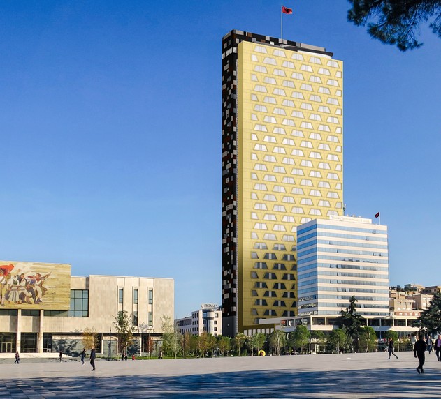 Electric laundry chute system installation by DownWaste Albania at Intercontinental Hotel Tirana, 33 floors.